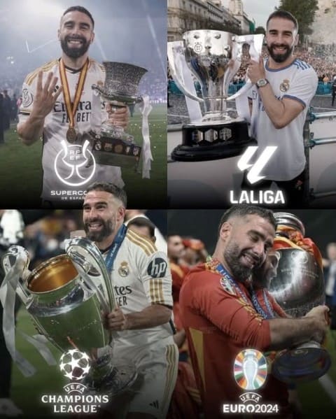 Trong 3 năm gần nhất, Carvajal đã vô địch La Liga, Champions League và EURO với Real Madrid và ĐT Tây Ban Nha. Ảnh: Reddit