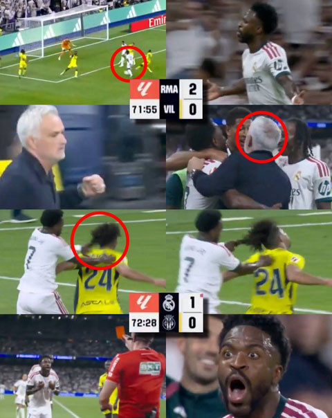 Vinicius ghi bàn nhưng bị từ chối do túm tóc đối thủ và sau đó phải nhận thẻ đỏ