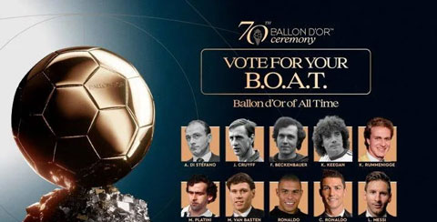 Trang web Ballon d’Or đang tiến hành cho NHM bầu chọn trực tuyến tìm ra chủ nhân Quả Bóng Vàng vĩ đại nhất mọi thời đại