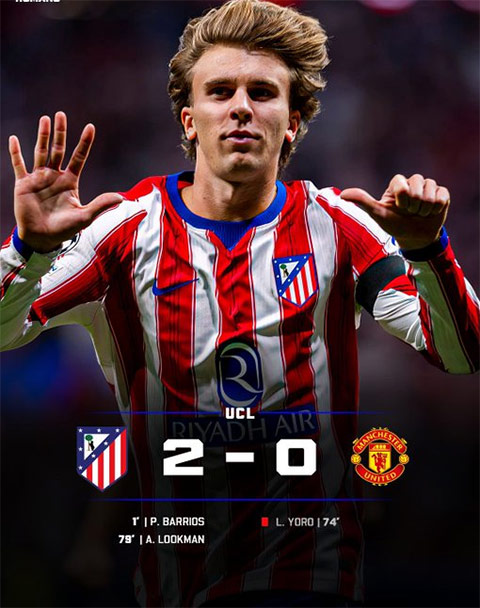 Atletico phá dớp lịch sử khi đánh bại MU