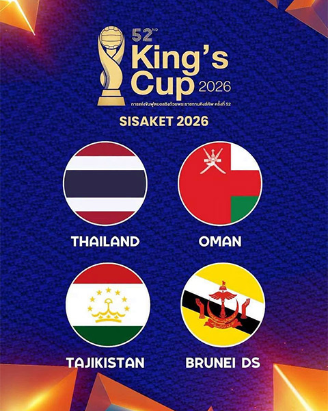 Chốt 4 đội bóng tham dự King's Cup 2026 