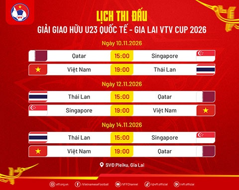 Lịch thi đấu của giải giao hữu U23 quốc tế