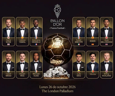 Các ứng viên cho hạng mục Quả Bóng Vàng nam 2026