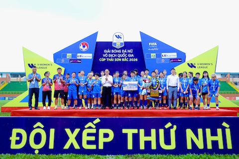 Thái Nguyên T&T giành vị trí á quân của giải. Ảnh: Anh Khoa 
