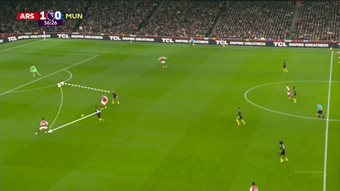 Tình huống MU pressing dẫn đến bàn thắng của Mbeumo trước Arsenal hồi tháng 1 năm nay