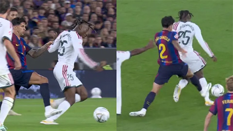 Pha bóng Diomande bị Cancelo đạp vào mắt cá chân từ phía sau