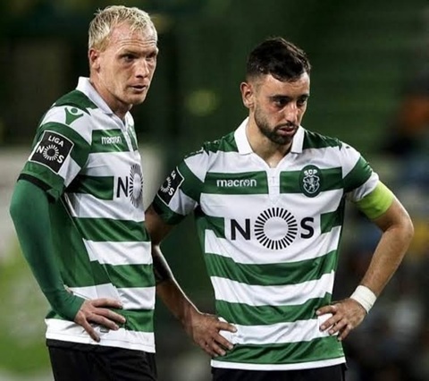 Mathieu bên cạnh Bruno Fernandes tại Sporting Lisbon, đội bóng cuối cùng của hậu vệ người Pháp
