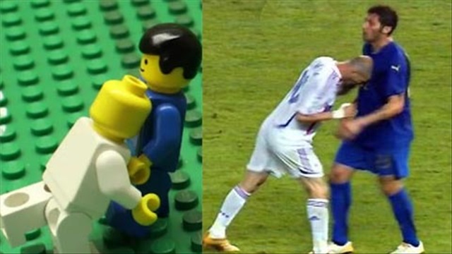 Tái hiện pha húc đầu của Zidane vào ngực Materazzi bằng...Lego, (WC 2006)