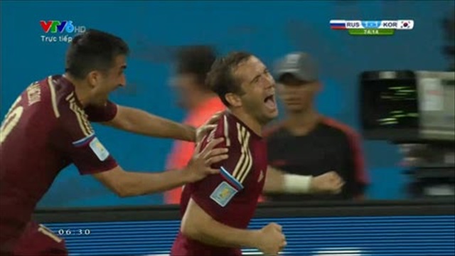 VÀO! Kerzhakov bất ngờ gỡ hòa (Nga 1-1 Hàn Quốc)