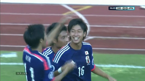 Okugawa mở tỷ số (U19 Việt Nam 1-3 U19 Nhật Bản)