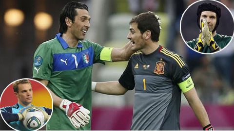 4 siêu thủ môn Buffon, Cech, Neuer, Casillas rủ nhau mắc sai lầm