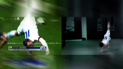 Bé Kai dạy Rooney cách ăn mừng bàn thắng