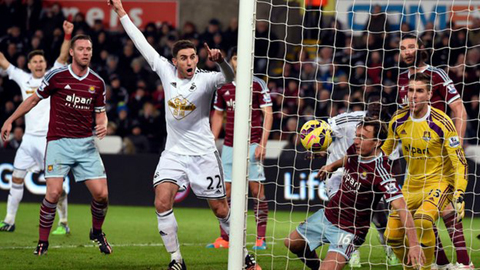 Swansea 1-1 West Ham (Vòng 21 - Premier League 2014/15)