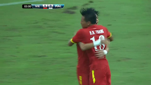 Ngọc Thắng mở tỷ số (U23 Việt Nam 7-0 U23 Macau)
