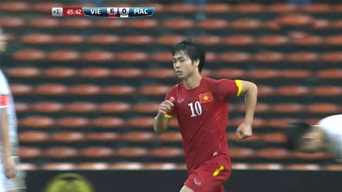 Công Phượng nâng tỷ số lên 6-0 (U23 Việt Nam 7-0 U23 Macau)