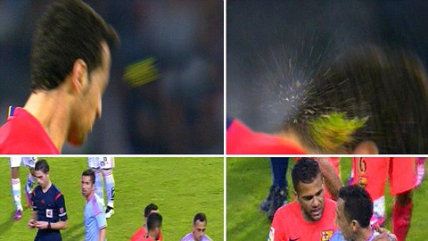 Cầu thủ bị đuổi vì ném cỏ vào mặt Busquets