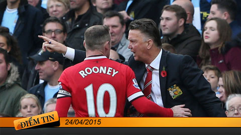 Điểm tin+ (24/4): Van Gaal tiếp tục ép Rooney đá tiền vệ