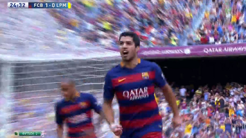 Suarez mở tỉ số (Barca 2-1 Las Palmas)