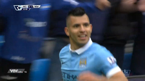 Aguero nâng tỷ số lên 6-1 (Man City 6-1 Newcastle)