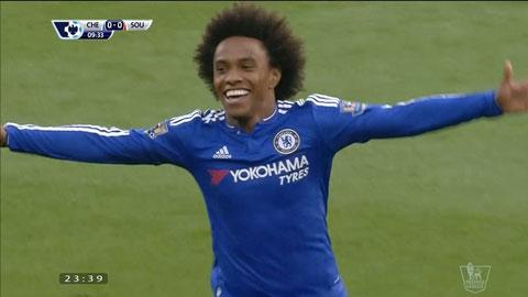 Willian ghi bàn bằng đường cong tuyệt mỹ (Chelsea 1-0 Southampton)