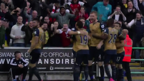 Olivier Giroud mở tỷ số (Swansea City 0-3 Arsenal)