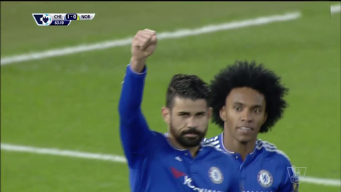 Diego Costa ghi bàn mở tỉ số (Chelsea 1-0 Norwich City)