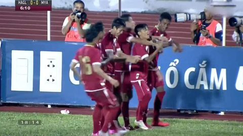 Yan Naing Oo mở tỷ số cho đội khách (Trực tiếp: U21 HA.GL 0-1 U21 Myanmar)