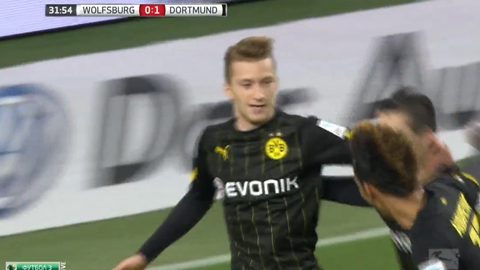 Marco Reus mở tỷ số (Wolfsburg 1-2 Dortmund)