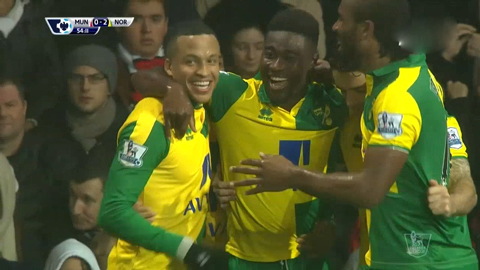Tettey nhân đôi cách biệt (M.U 1-2 Norwich)