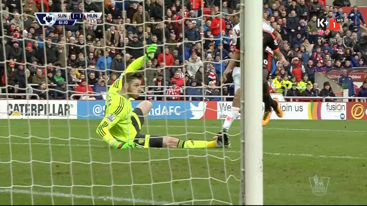De Gea xuất sắc cản phá cứu thua cho M.U (Sunderland 2-1 M.U)