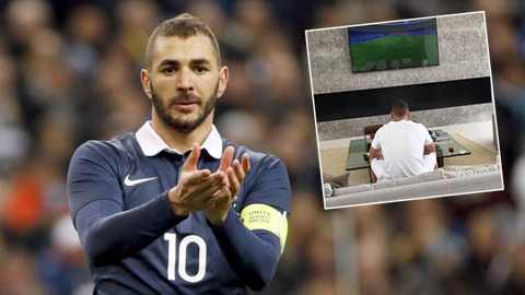 Benzema lủi thủi xem TV trong ngày khai mạc EURO 2016