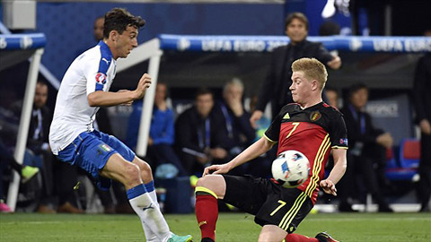 Hậu vệ M.U nhận điểm kém nhất trận Italia thắng Bỉ