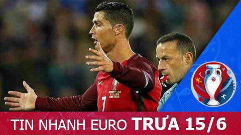 Tin nhanh EURO trưa 15/6: Ronaldo công kích lối chơi phòng thủ của ĐT Iceland