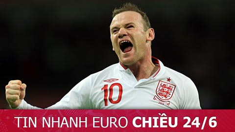 Tin nhanh EURO chiều 24/6: Rooney khát khao chấm dứt kỷ lục buồn của ĐT Anh