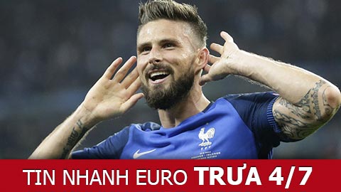 Tin nhanh EURO trưa 4/7: Giroud muốn rửa hận khi đối đầu với ĐT Đức