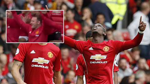 Rooney phát cuồng khi Pogba ghi bàn