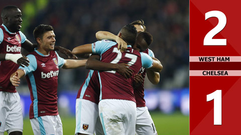 West Ham 2-1 Chelsea (Vòng 1/8 cúp Liên đoàn Anh 2016/17)