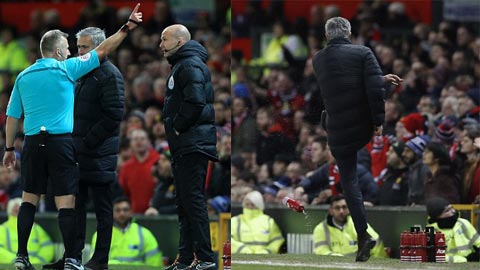 Đá bay chai nước, Mourinho bị đuổi lên khán đài