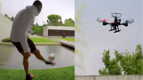 Ronaldo trổ tài sút rụng flycam