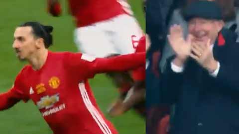 Sir Alex vỡ òa cảm xúc sau bàn thắng của Ibra vào lưới Southampton