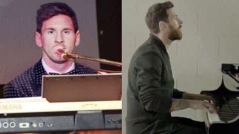 Messi cao hứng chơi piano bài hát của Champions League