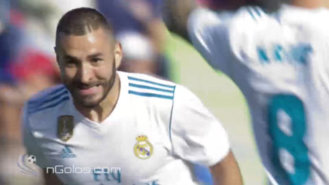 Benzema dứt điểm chéo góc quyết đoán ghi bàn (Getafe 0-1 Real Madrid)