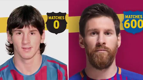 Messi trông thế nào từ năm 17 tuổi đến trận 600 cho Barca