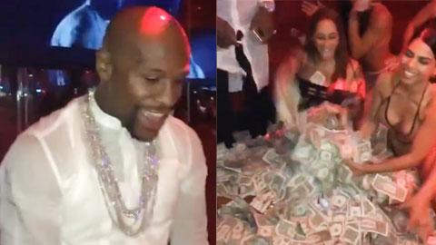 Floyd Mayweather “tắm tiền” cùng các người đẹp