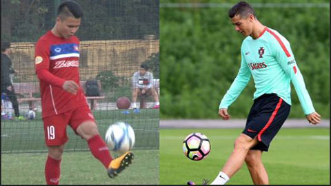 Quang Hải đọ tài tâng bóng với Ronaldo