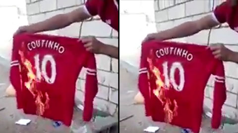 CĐV Liverpool đốt áo Coutinho