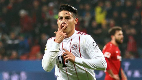 James Rodriguez lập tuyệt phẩm đá phạt vào lưới Leverkusen