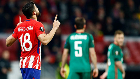 Diego Costa lập công, Atletico vùi dập Lokomotiv Moskva