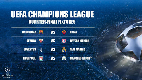 Bốc thăm tứ kết Champions League: Juve tái ngộ Real, Liverpool chạm trán Man City