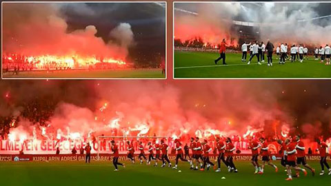 Khiếp đảm với màn đốt pháo sáng của CĐV Galatasaray